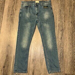 Smith & Mills Jeans Mens 38x30.5 Blue Straight Stretch Mid Rise Med Wash Denim